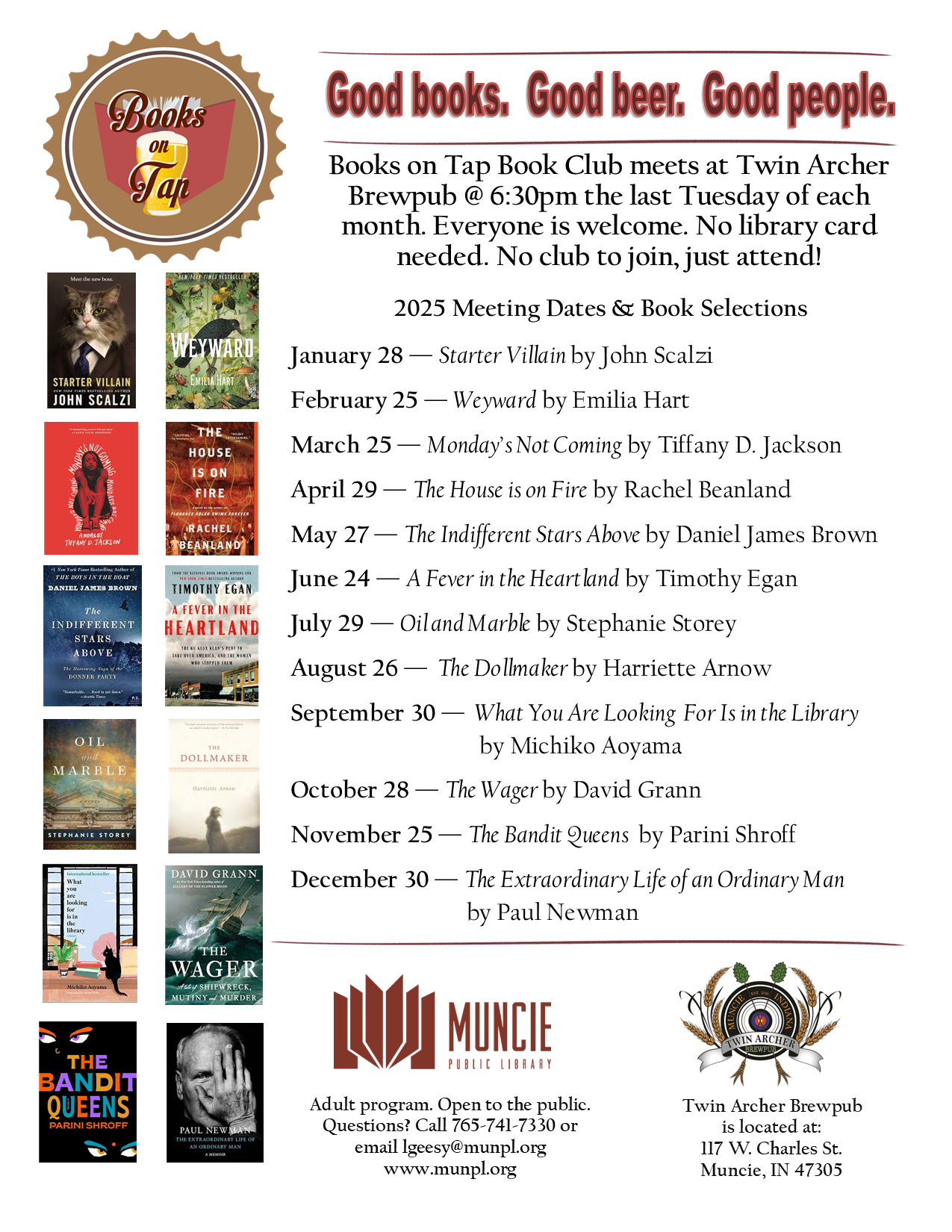 Books on Tap book selections for 2025