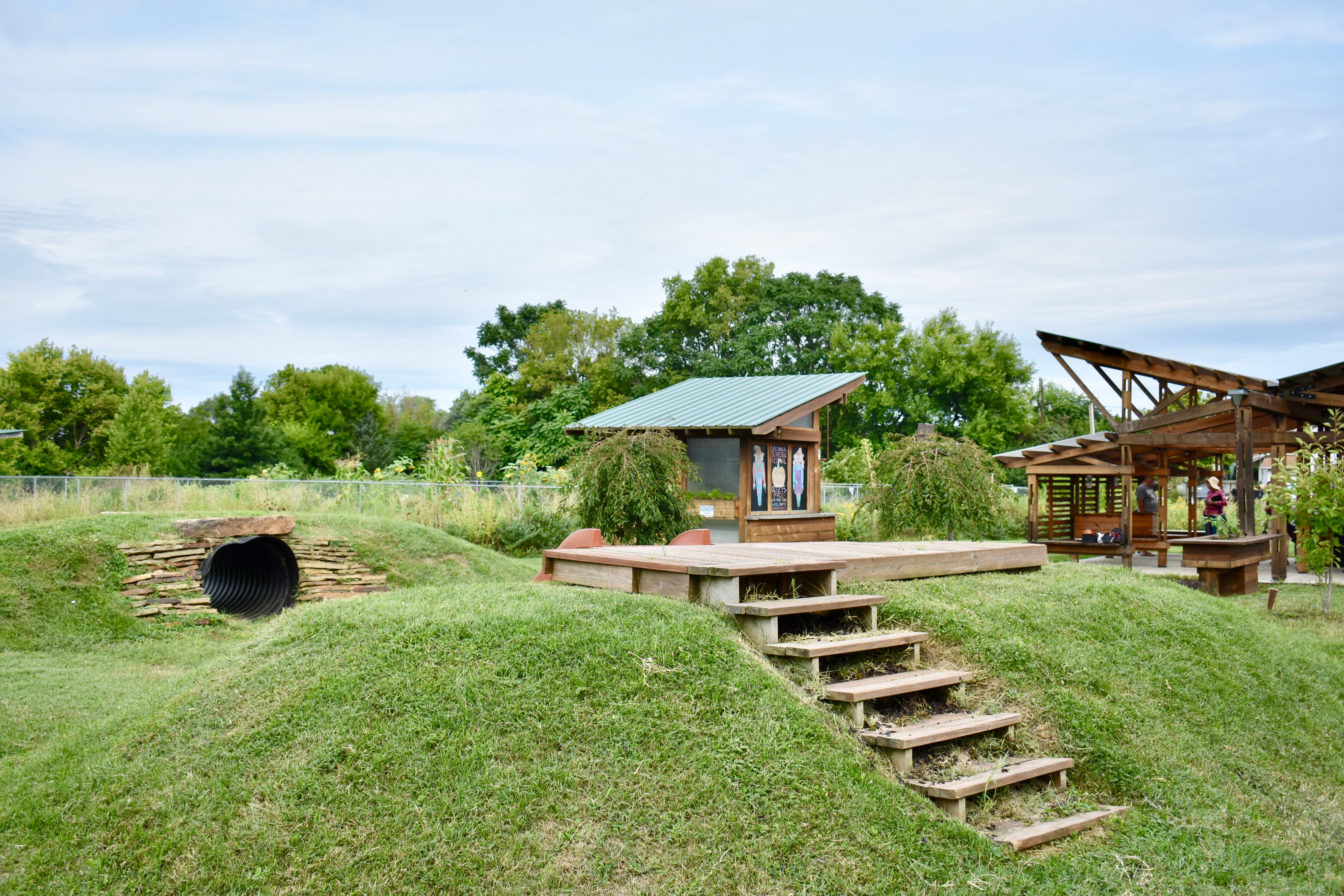 Community Garden stairs and seating area