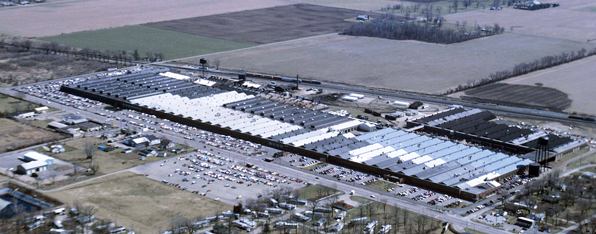 aerial view of the BorgWarner plant on Kilgore Ave.  circa 1985-2005