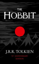 Cover art for "The Hobbit, Or, There and Back Again" with an illustration of a sun over snow-capped mountains.