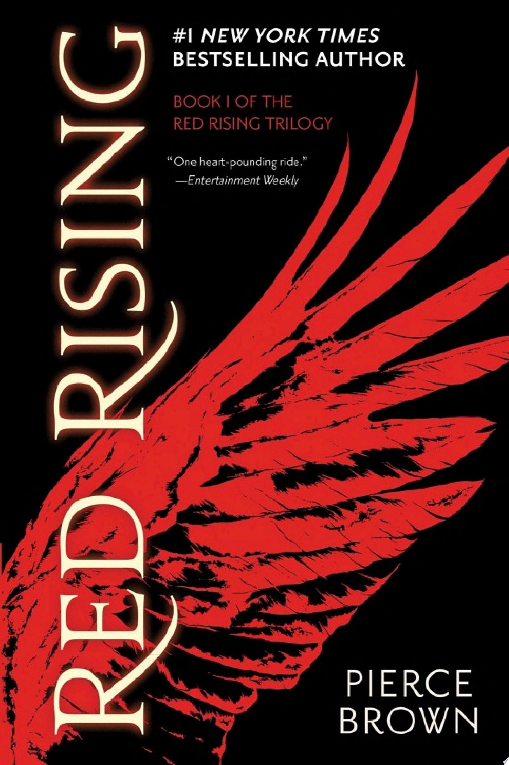 Cover art for "Red Rising" with illustration of a red feathered wing.