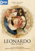 Cover art for PBS "Leonardo Da Vinci" with collage of famous Da Vinci artworks.