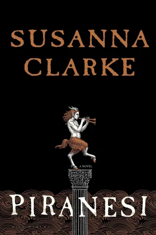 Book cover with satyr playing pipes on a column 