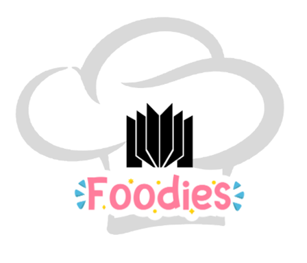 chef hat with library logo and the word foodie