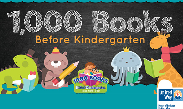 1000 books before kindergarten, cartoon animals reading books