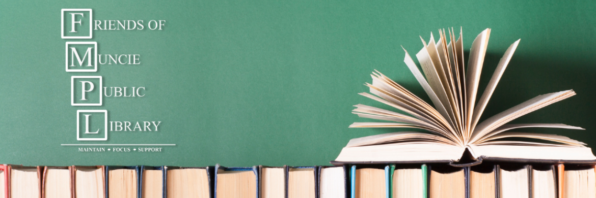 Friends of MPL logo on a stack of books.